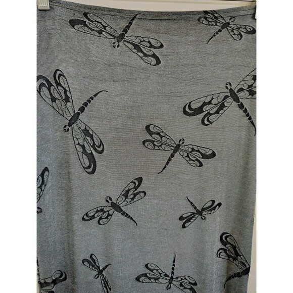 Vintage Maxi Pencil Skirt Size L Waist 26 Dragonfly Print  Gray Back Slit USA - Picture 3 of 6